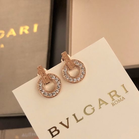 Bvlgari Diamond Inlaid Oval Cut Stud Earrings