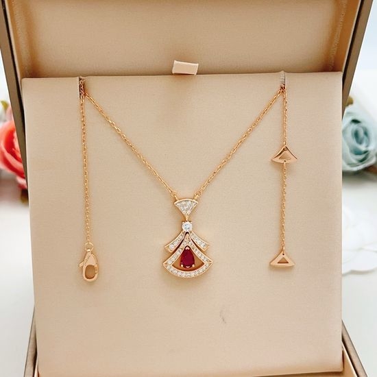 Bvlgari Rose Gold Diamond Fan Necklace