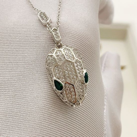 Bvlgari Emerald Eye Snake Pendant Necklace