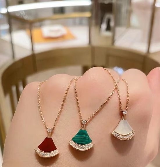 Bvlgari Diamond Accent Malachite Pendant Necklace