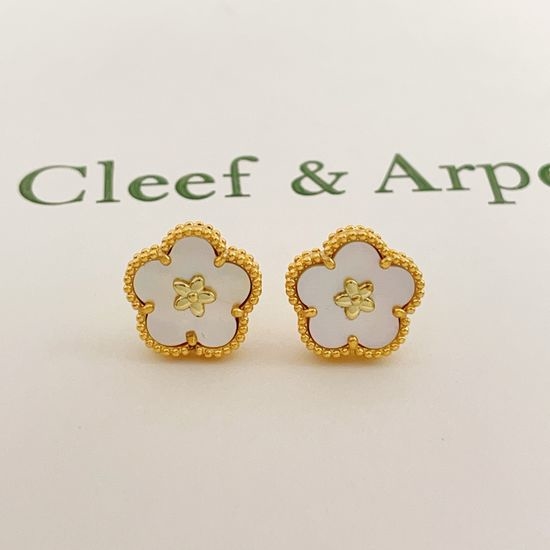Christian Louboutine Gold Mother of Pearl Flower Earrings