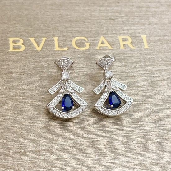 Bvlgari Rose Gold Sapphire Diamond Stud Earrings
