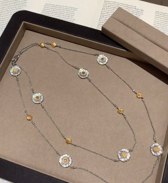 Celine Gardenia Flower Long Sweater Chain