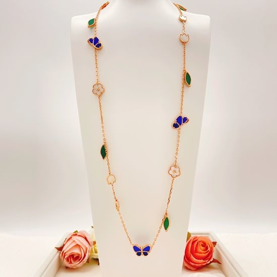 Christian Louboutine Dainty Rose Gold Butterfly Necklace for Women