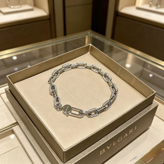Bvlgari Diamond Inlaid Elegant Bracelet Classic Design