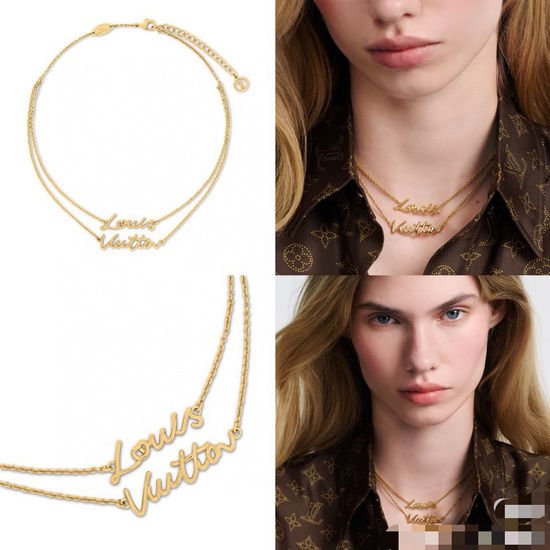 Louis Vuitton LV Classic Letter Pendant Necklace Daily Wear